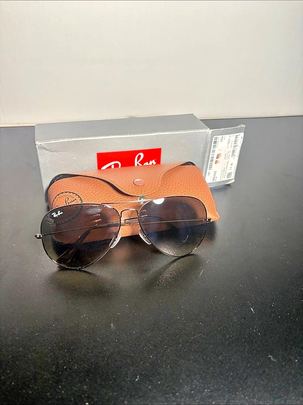 Ray-Ban Aviator Sunglasses in Brown & Gold Like New